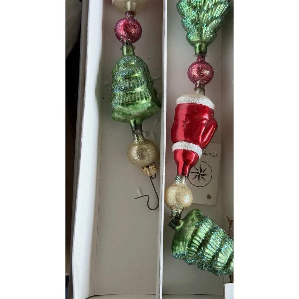 Christopher Radko Glass Christmas Garland Santa‎ Tree Ornaments 97-453-0